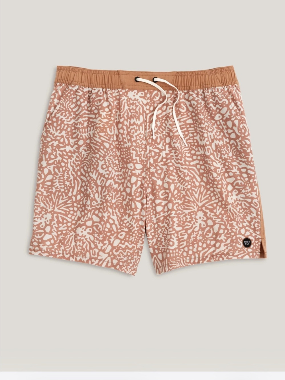 Men's Tan Abstract Pattern Swim Board Shorts